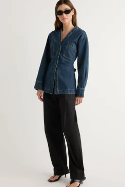Hua Shang Group (H.K.) Ltd Emmett Structured-Sleeve Denim Jacket< Outerwear