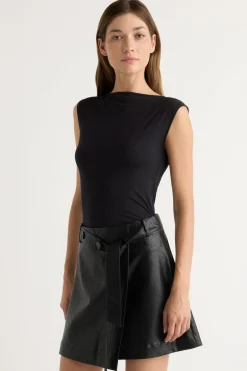 Lever Style LLC Esme Sleeveless Slit-Neck Tank< Tees|Tops
