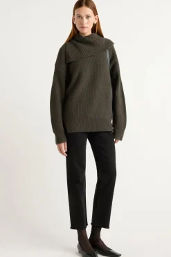 Brilliant Wise Corporation Limited Ezra Organic Cotton-Wool Foldover-Collar Sweater< Sweaters
