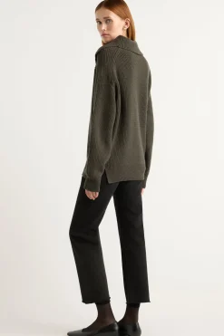 Brilliant Wise Corporation Limited Ezra Organic Cotton-Wool Foldover-Collar Sweater< Sweaters