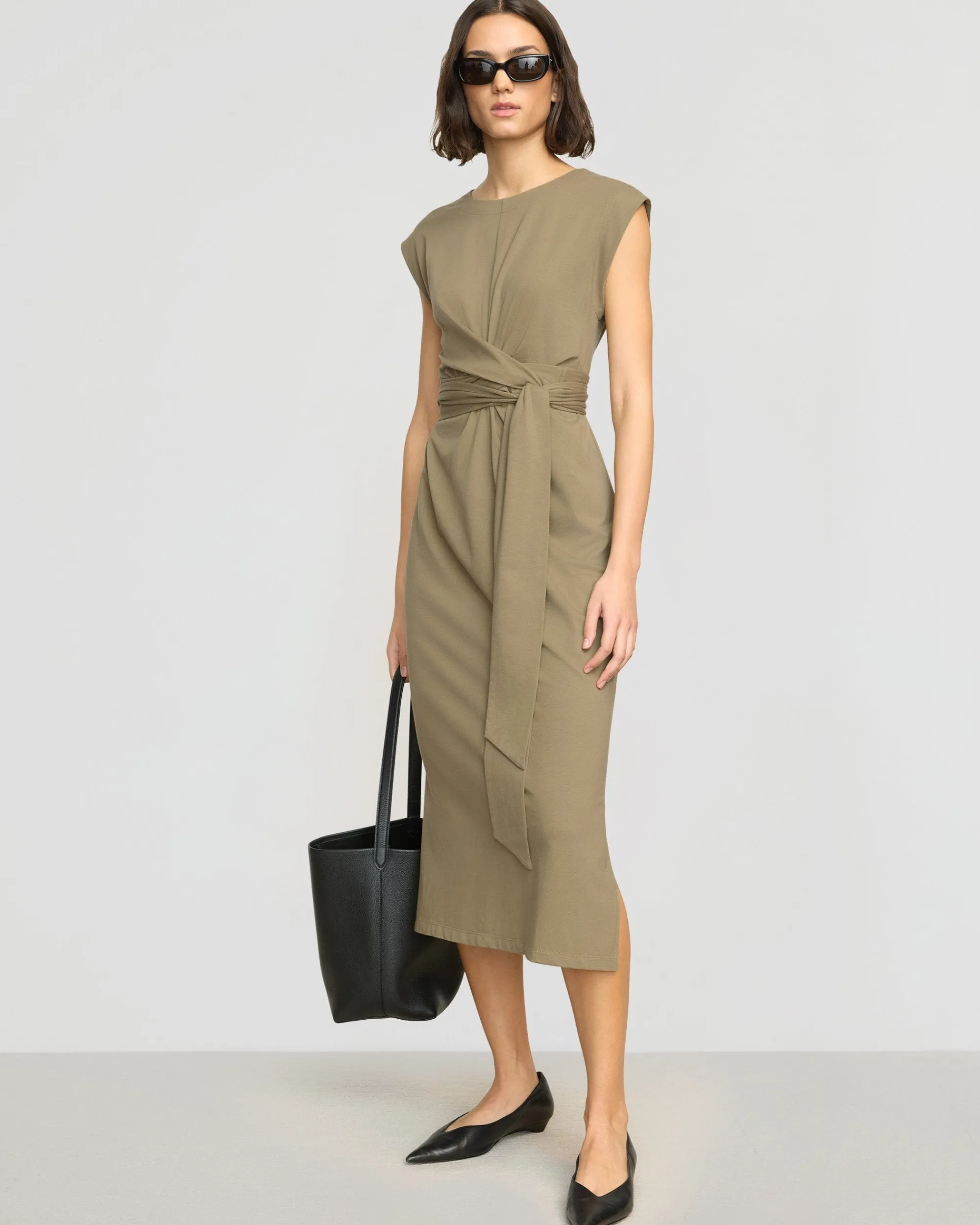 Lever Style LLC Fei Tie-Front Organic Cotton Dress< Dresses