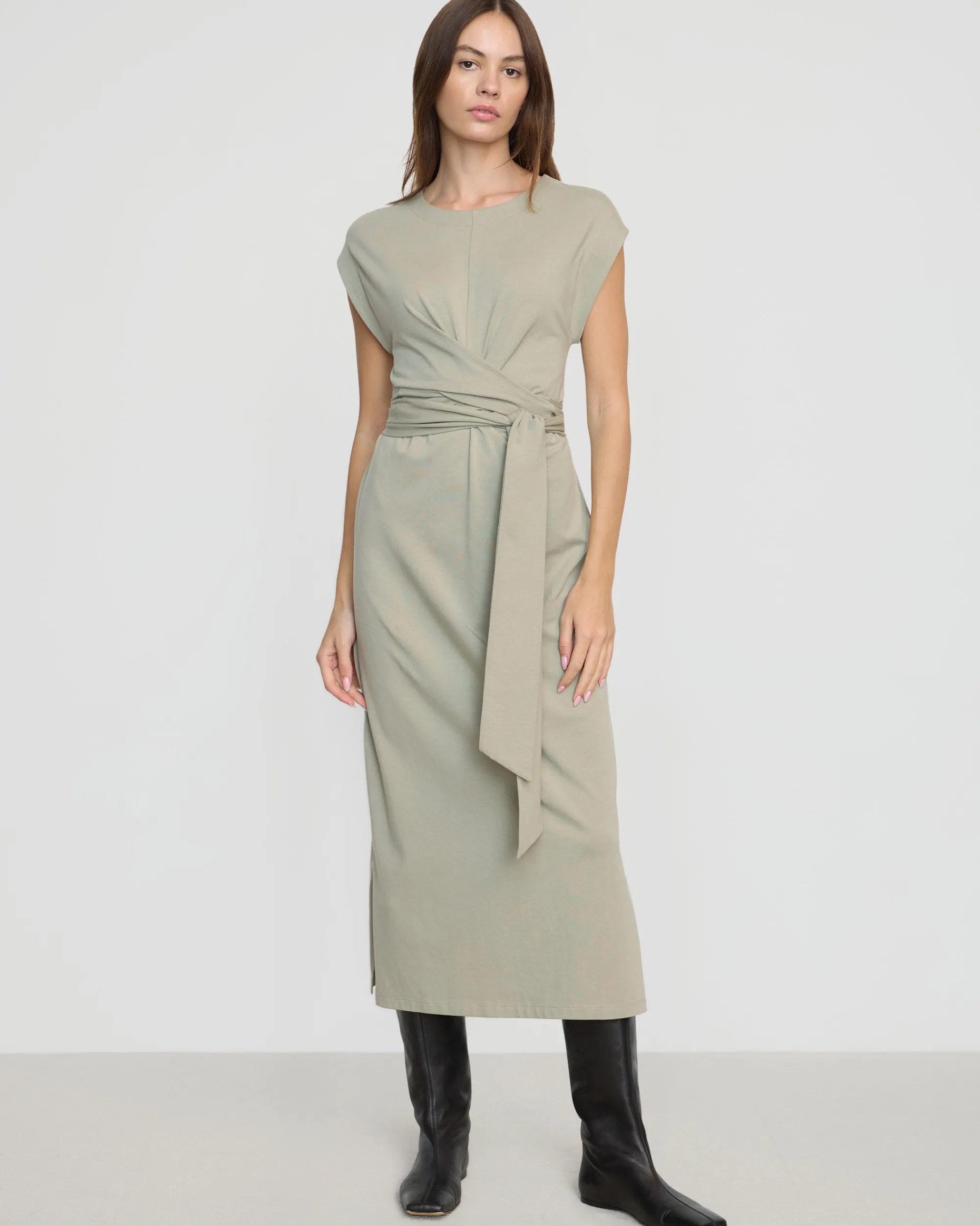 UBASE INTERNATIONAL, INC. Fei Tie-Front Organic Cotton Dress< Dresses