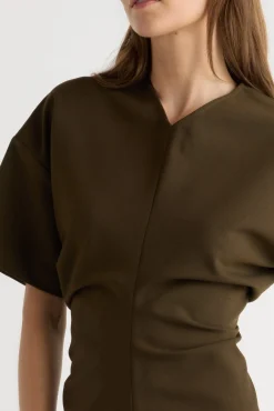 Hua Jia Fiore Ruched V-Neck Mini Dress< Dresses