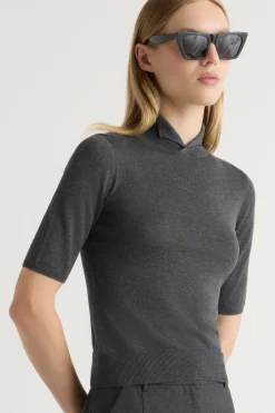 Brilliant Wise Corporation Limited Gia Cotton-Silk Turtleneck Knit Top< Sweaters|Tops