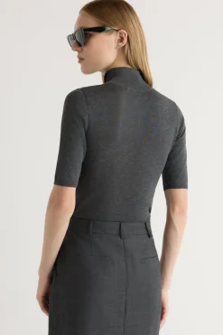 Brilliant Wise Corporation Limited Gia Cotton-Silk Turtleneck Knit Top< Sweaters|Tops