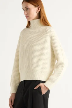 Brilliant Wise Corporation Limited Hadeel Organic Cotton-Wool Mock-Neck Sweater< Sweaters