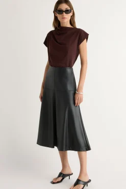 Hua Jia Harley A-Line Vegan Leather Skirt< Skirts