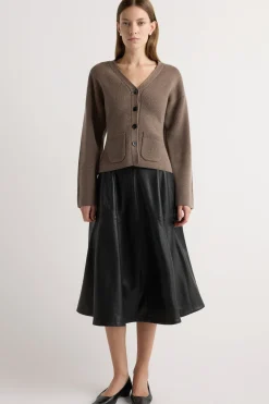 Hua Jia Harlow Vegan Leather Flare Skirt< Skirts