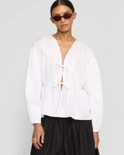 Fashion Apparels Hira Tie-Front Organic Cotton Blouse< Tops