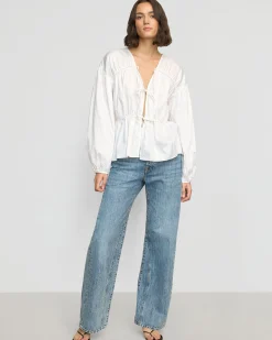 Fashion Apparels Hira Tie-Front Organic Cotton Blouse< Tops