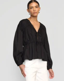 Fashion Apparels Hira Tie-Front Organic Cotton Blouse< Tops