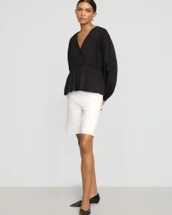 Fashion Apparels Hira Tie-Front Organic Cotton Blouse< Tops