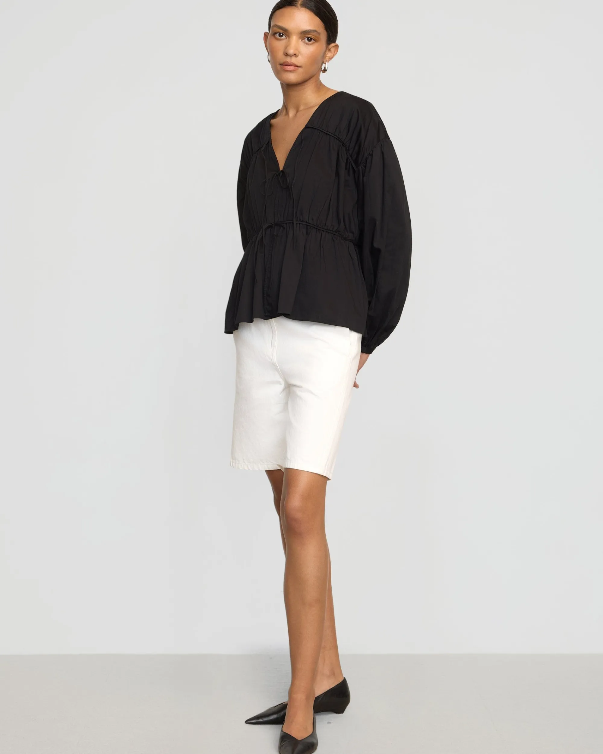 Fashion Apparels Hira Tie-Front Organic Cotton Blouse< Tops