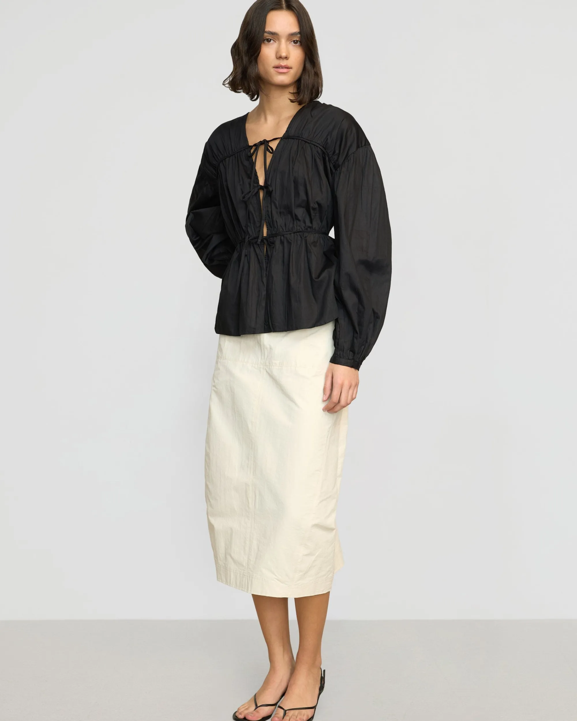 Fashion Apparels Hira Tie-Front Organic Cotton Blouse< Tops