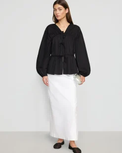 Fashion Apparels Hira Tie-Front Organic Cotton Blouse< Tops
