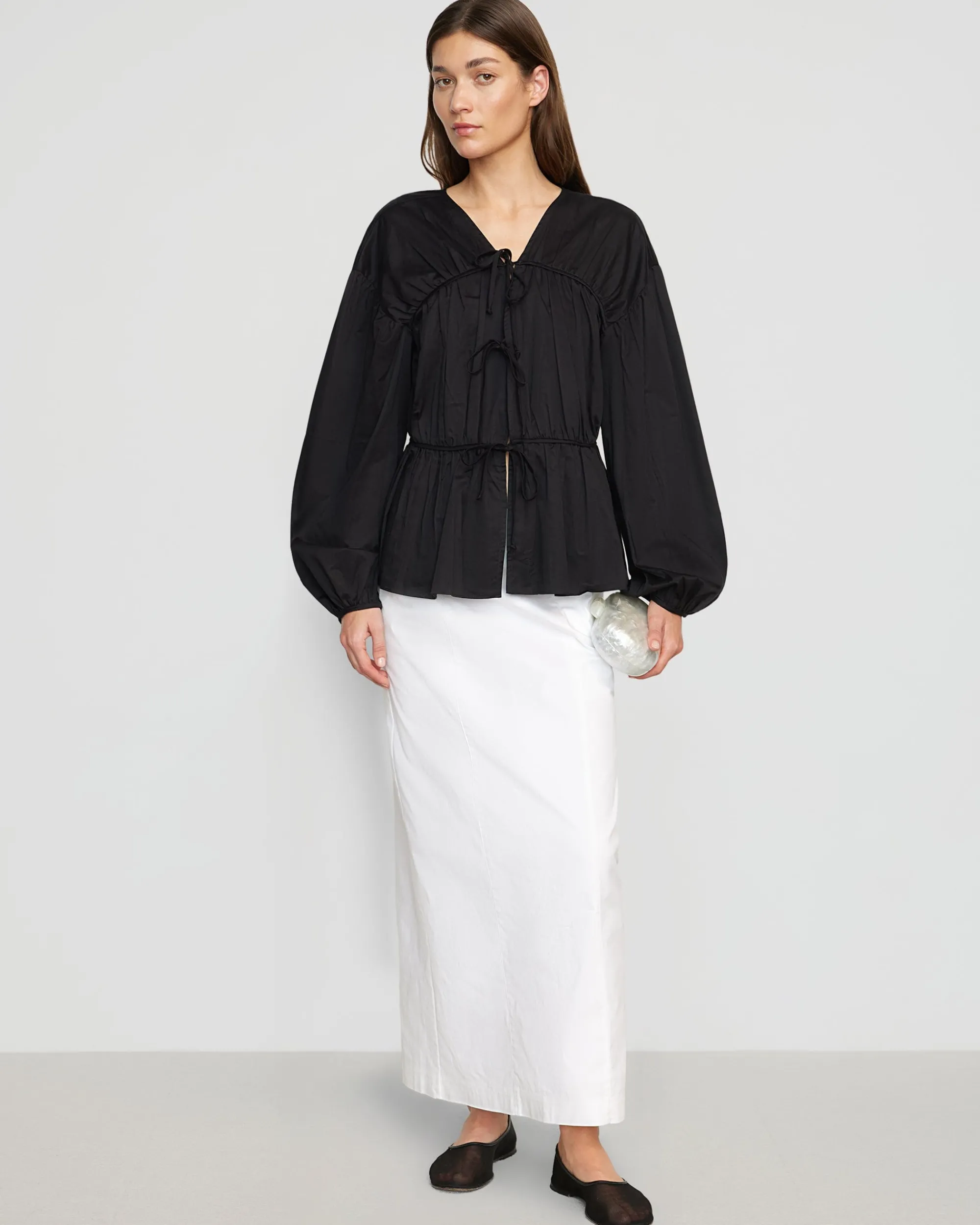 Fashion Apparels Hira Tie-Front Organic Cotton Blouse< Tops