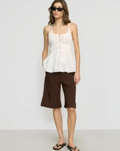 Fashion Apparels Jamila Organic Cotton Semi-Sheer Ruched Cami< Tops