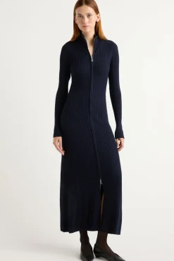 Expert Group Limited Janne Ribbed Two-Way Zip Sweater Dress< Dresses