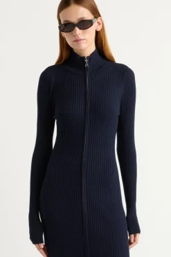 Expert Group Limited Janne Ribbed Two-Way Zip Sweater Dress< Dresses