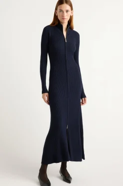 Expert Group Limited Janne Ribbed Two-Way Zip Sweater Dress< Dresses