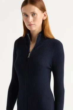 Expert Group Limited Janne Ribbed Two-Way Zip Sweater Dress< Dresses