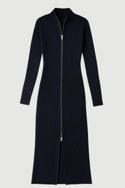 Expert Group Limited Janne Ribbed Two-Way Zip Sweater Dress< Dresses