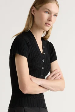 Brilliant Wise Corporation Limited Jeni Button V-Neck Sweater Top< Sweaters|Tops