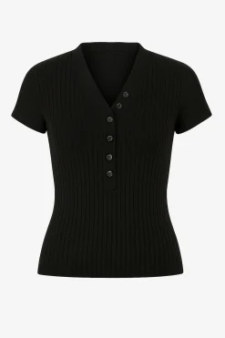 Brilliant Wise Corporation Limited Jeni Button V-Neck Sweater Top< Sweaters|Tops