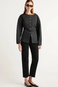 Hua Jia Jinsol Cinch-Waist Cotton Poplin Blouse< Tops