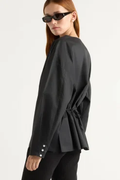 Hua Jia Jinsol Cinch-Waist Cotton Poplin Blouse< Tops