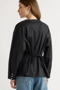 Hua Jia Jinsol Cinch-Waist Cotton Poplin Blouse< Tops