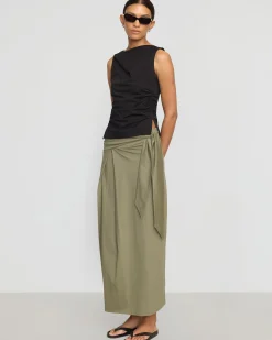 Hua Shang Group (H.K.) Ltd Josie Shirred-Side Cowl-Neck Tee< Tees|Tops