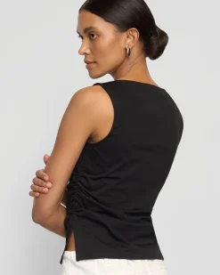 Hua Shang Group (H.K.) Ltd Josie Shirred-Side Cowl-Neck Tee< Tees|Tops