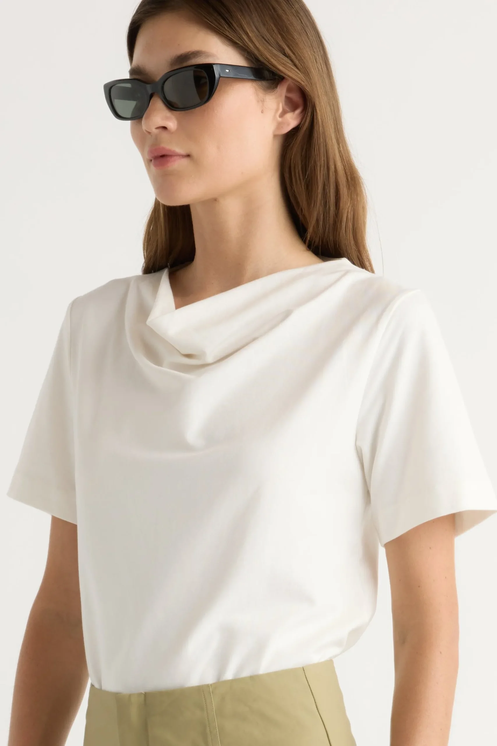 Asia Consultancy Co., Ltd Kendra Organic Cotton Cowl-Neck Tee< Tees|Tops