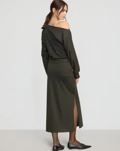 Asia Consultancy Co., Ltd Kezia Off-Shoulder Satin Jersey Dress< Dresses
