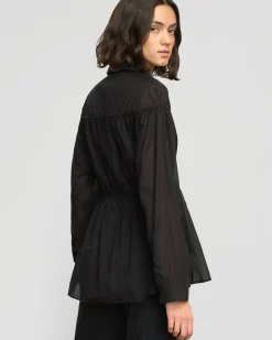 Fashion Apparels Kia Tie-Front Cotton-Silk Tunic Blouse< Tops
