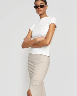 Hua Shang Group (H.K.) Ltd Kiki Ruched Side-Slit Midi Skirt< Skirts