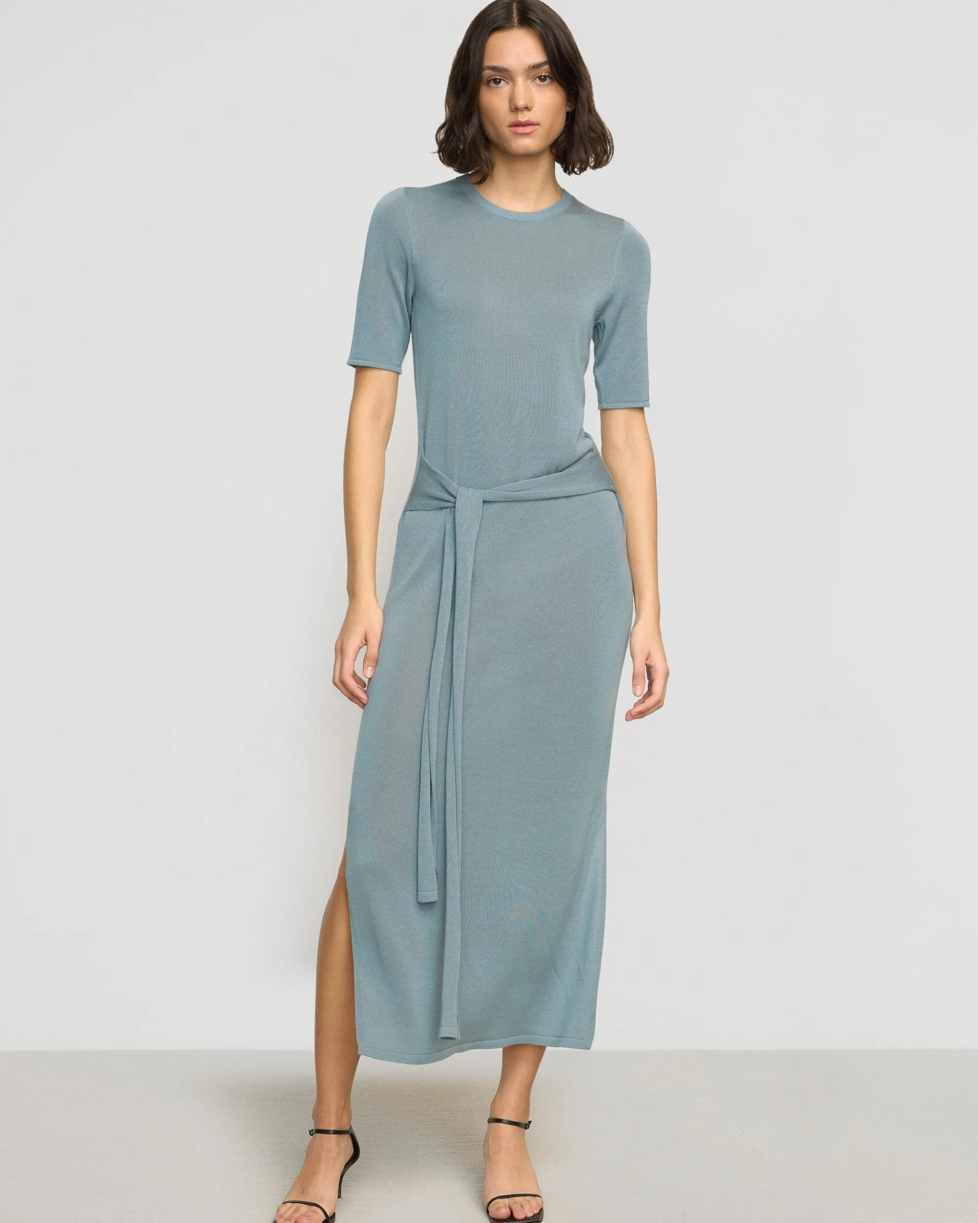 Brilliant Wise Corporation Limited Larkyn Tie-Front Semi-Sheer Tencel-Wool Dress< Dresses