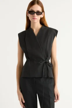 Hua Jia Leandra Tencel-Blend Wrap Vest< Tops