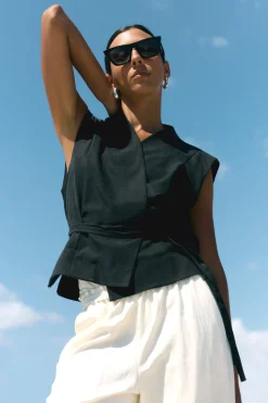 Hua Jia Leandra Tencel-Blend Wrap Vest< Tops