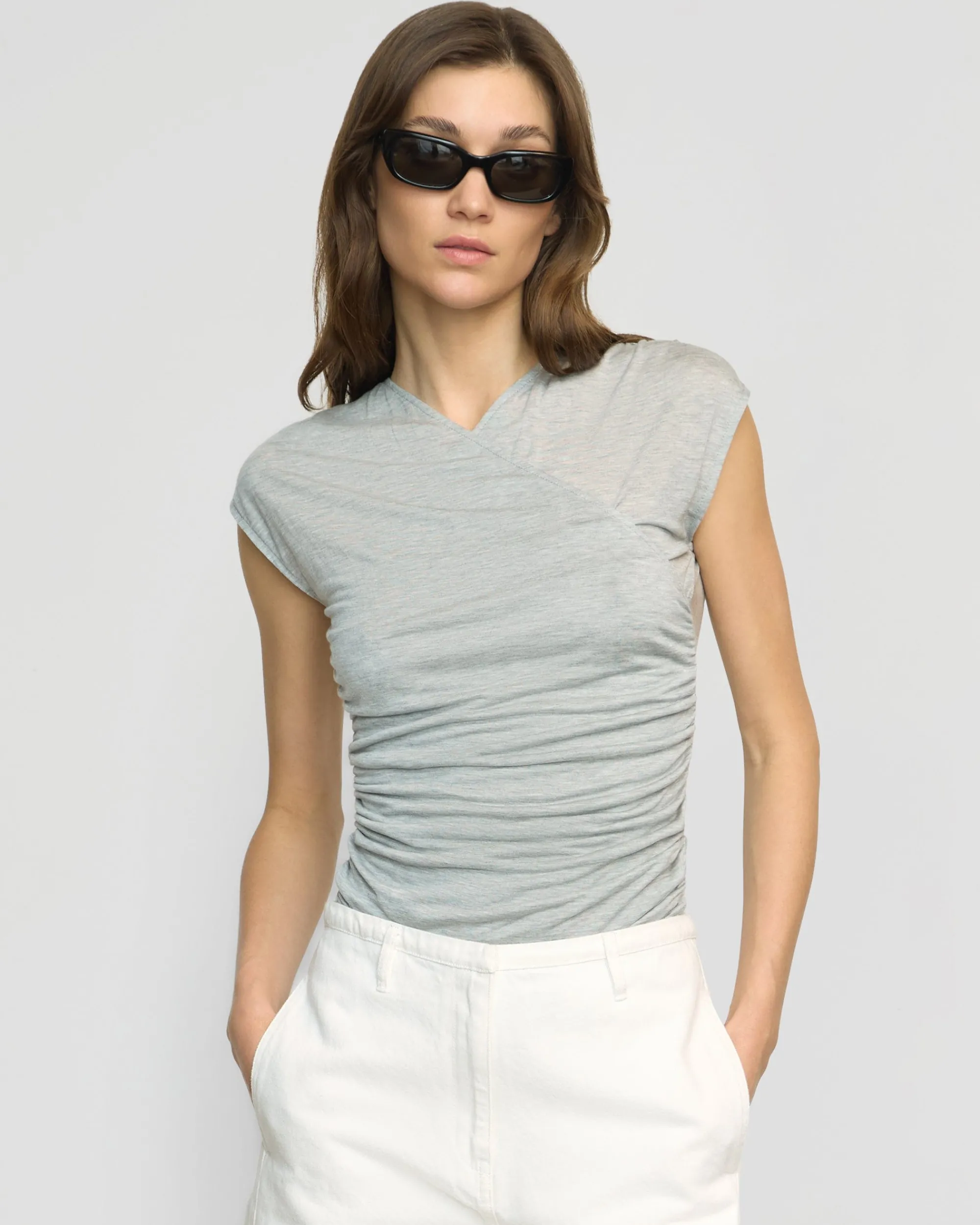 Asia Consultancy Co., Ltd Lila Tencel Wrap-Neck Tee< Tees|Tops