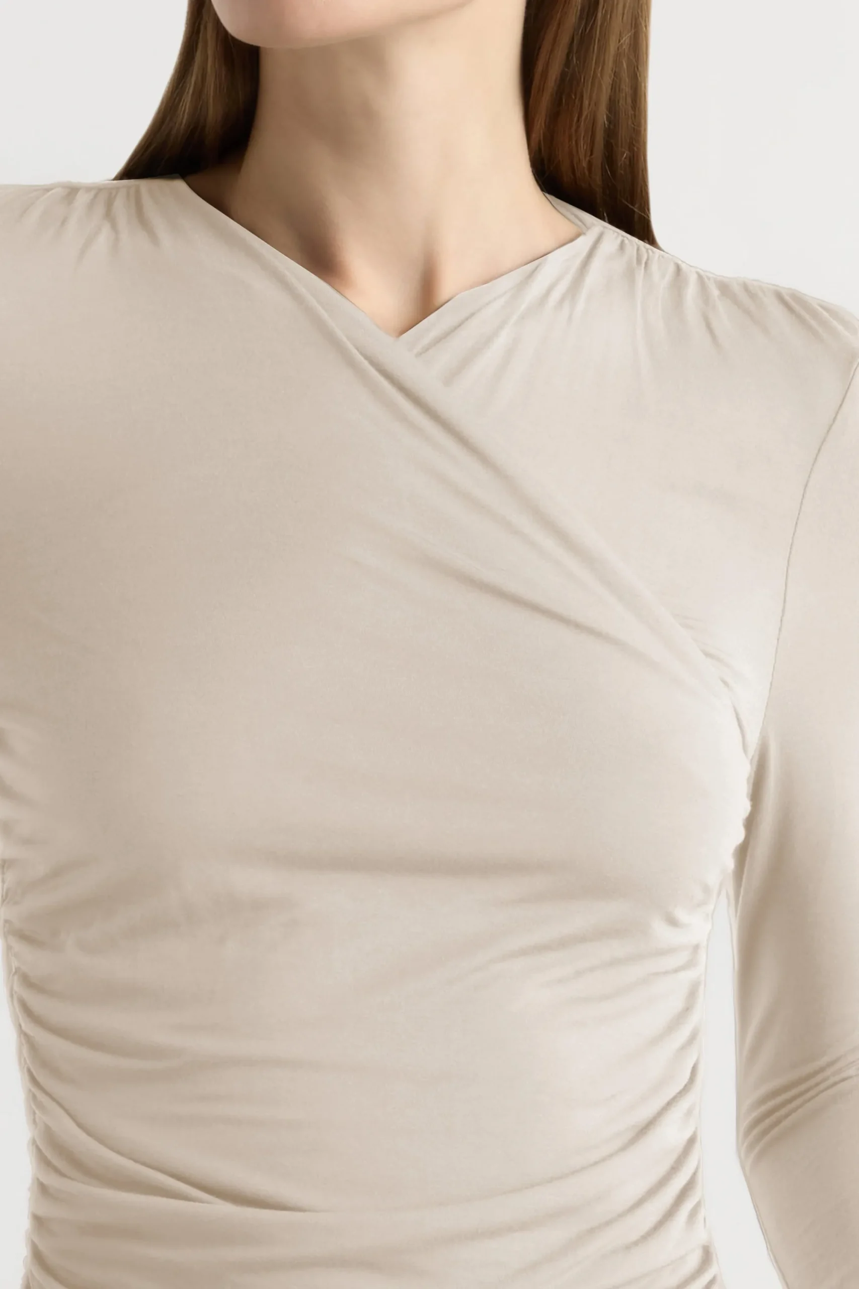 Lever Style LLC Lilou Wrap-Neck Long-Sleeve Tee< Tees|Tops