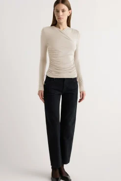 Lever Style LLC Lilou Wrap-Neck Long-Sleeve Tee< Tees|Tops