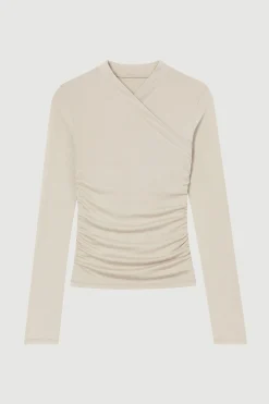 Lever Style LLC Lilou Wrap-Neck Long-Sleeve Tee< Tees|Tops