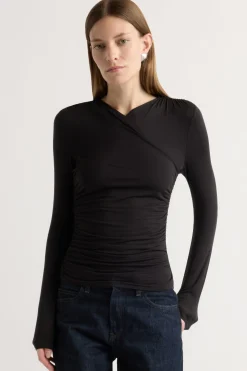 Lever Style LLC Lilou Wrap-Neck Long-Sleeve Tee< Tees|Tops