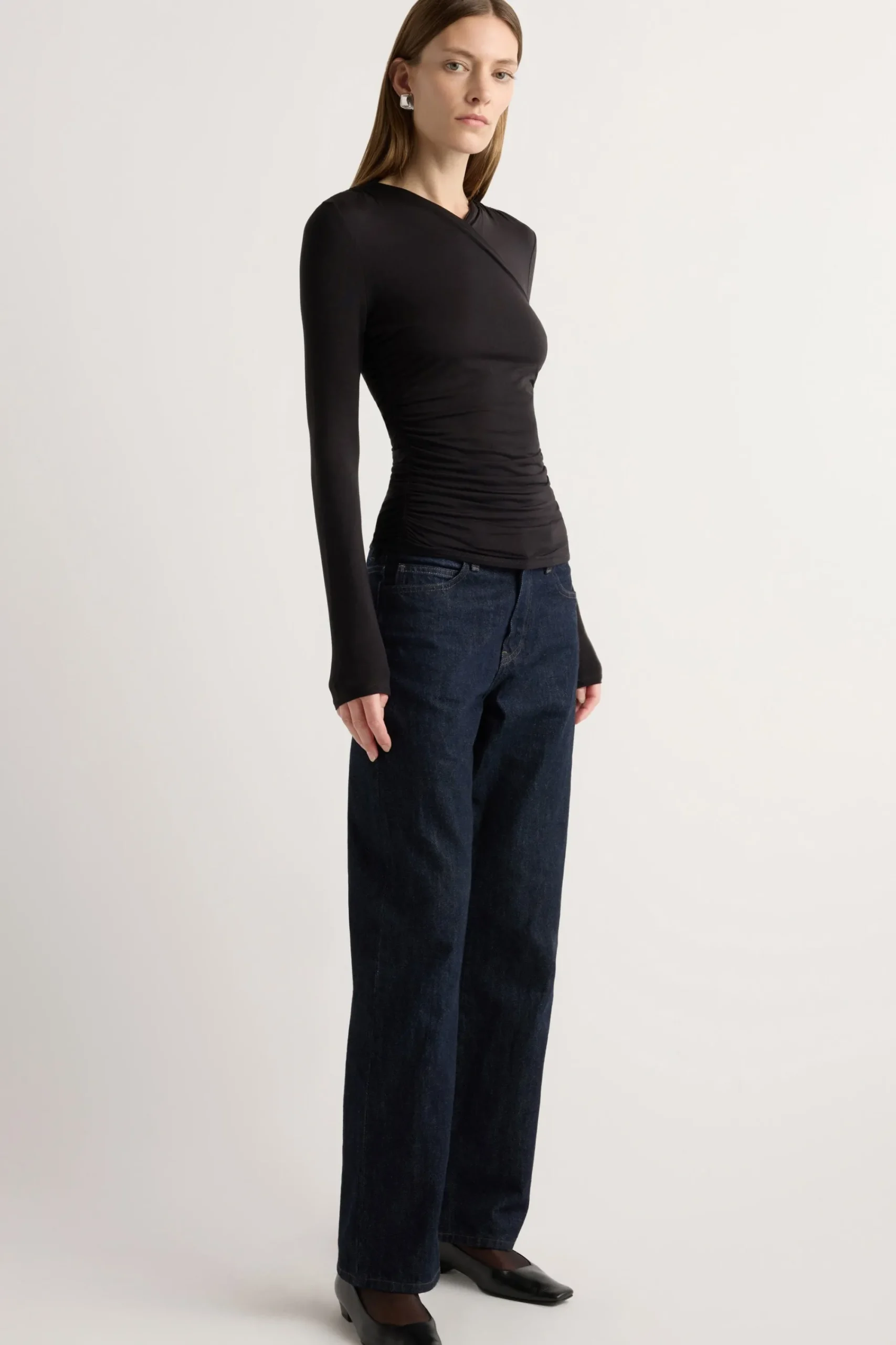 Lever Style LLC Lilou Wrap-Neck Long-Sleeve Tee< Tees|Tops