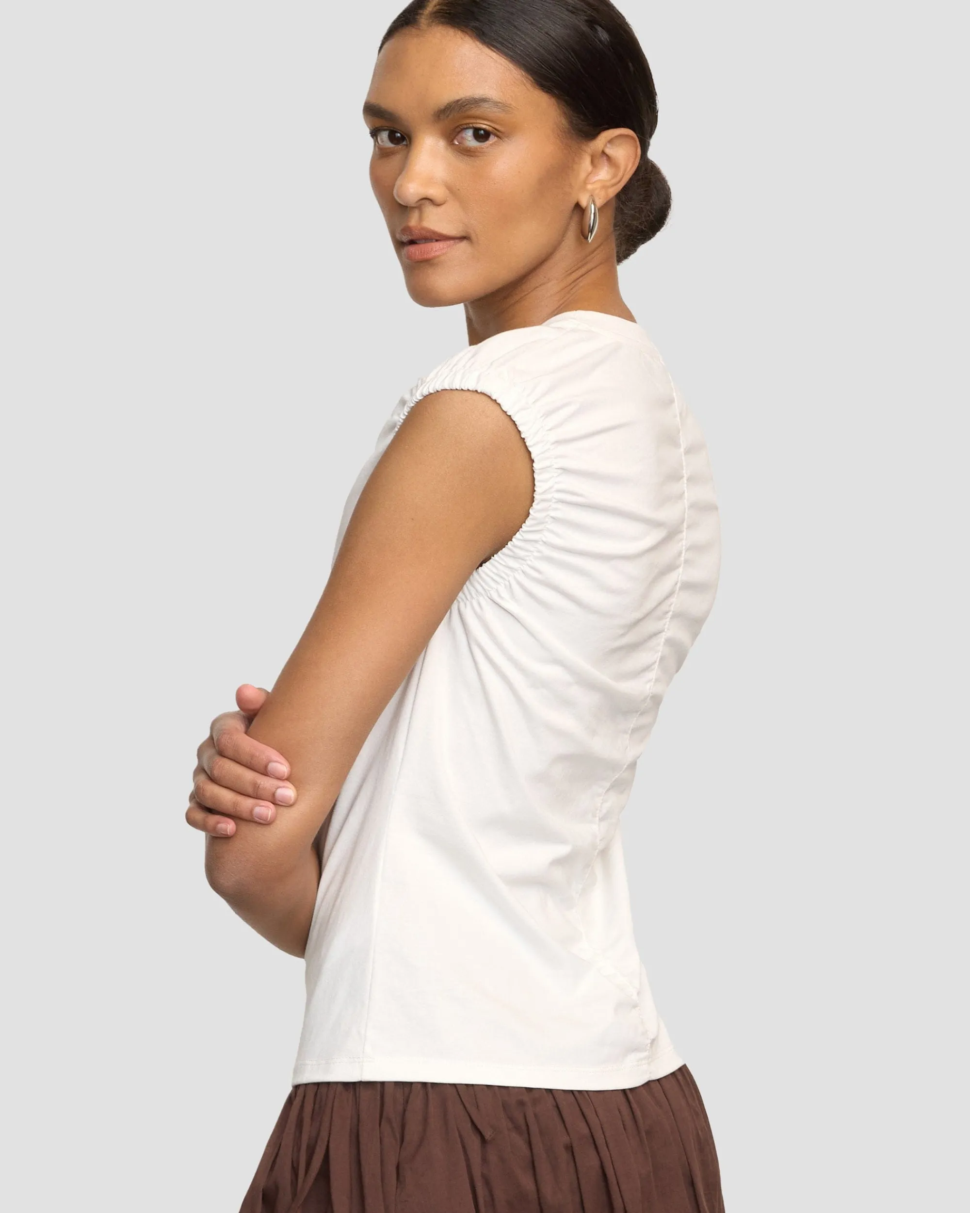Asia Consultancy Co., Ltd Lior Elasticated Cap-Sleeve Tank< Tees|Tops