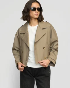 Hua Jia Luca Cropped Trench Jacket< Outerwear