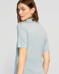 Asia Consultancy Co., Ltd Lucine Scarf-Neck Semi-Sheer Tencel Tee< Tees|Tops