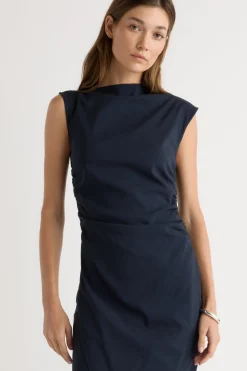 Hua Jia Manon Asymmetric-Neck Ruched Dress< Dresses
